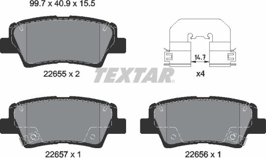 Textar 2265501 - Komplet zavornih oblog, ploscne (kolutne) zavore parts5.com