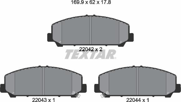 Textar 2204201 - Brake Pad Set, disc brake parts5.com