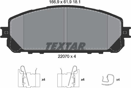 Textar 2207001 - Komplet pločica, disk-kočnica parts5.com