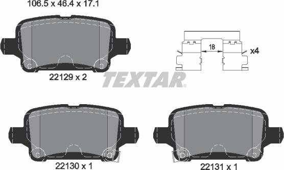 Textar 2212901 - Brake Pad Set, disc brake parts5.com