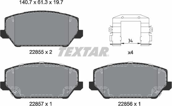 Textar 2285501 - Set placute frana,frana disc parts5.com