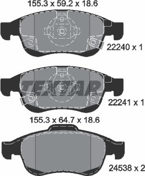 Textar 2224001 - Brake Pad Set, disc brake parts5.com