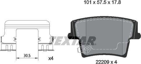 Textar 2220901 - Brake Pad Set, disc brake parts5.com