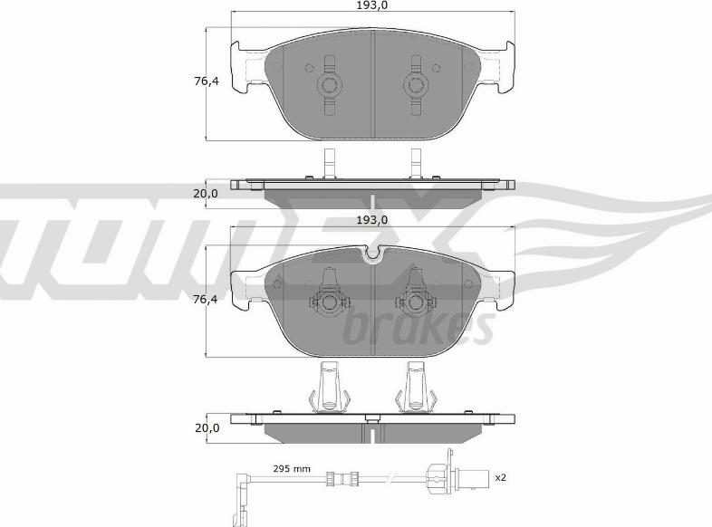 TOMEX brakes TX 19-40 - Тормозные колодки, дисковые, комплект parts5.com