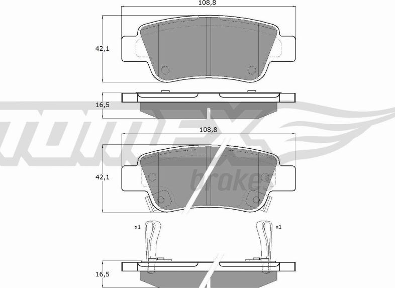 TOMEX brakes TX 19-07 - Komplet zavornih oblog, ploscne (kolutne) zavore parts5.com