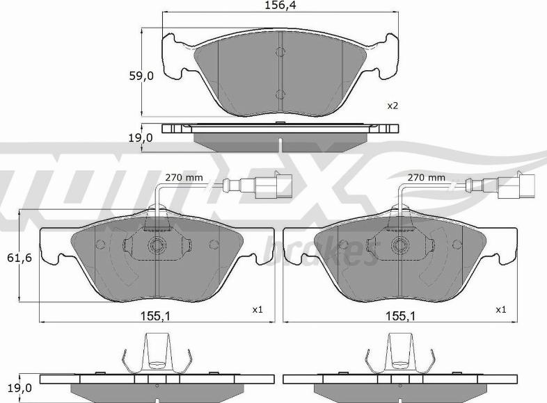 TOMEX brakes TX 15-05 - Brake Pad Set, disc brake parts5.com