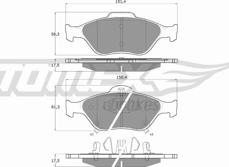 TOMEX brakes TX 15-00 - Комплект спирачно феродо, дискови спирачки parts5.com