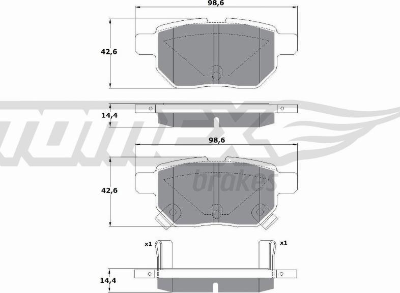 TOMEX brakes TX 15-01 - Комплект спирачно феродо, дискови спирачки parts5.com