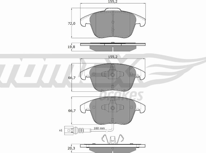 TOMEX brakes TX 15-82 - Σετ τακάκια, δισκόφρενα parts5.com