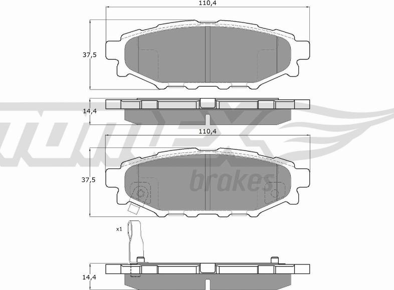 TOMEX brakes TX 15-37 - Sada brzdových platničiek kotúčovej brzdy parts5.com