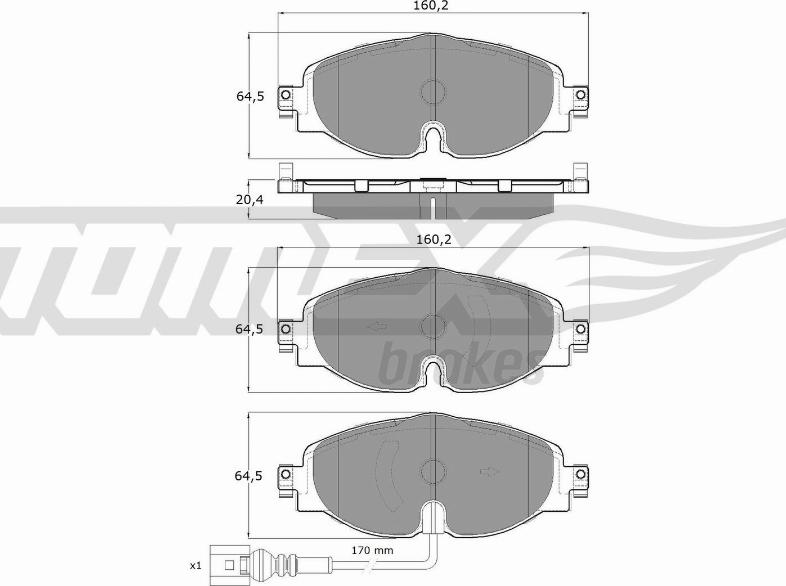 TOMEX brakes TX 16-97 - Тормозные колодки, дисковые, комплект parts5.com