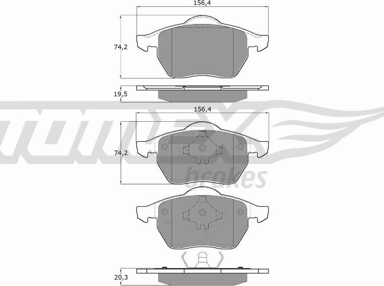 TOMEX brakes TX 16-54 - Тормозные колодки, дисковые, комплект parts5.com