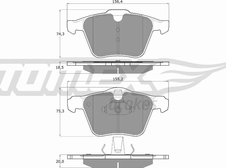 TOMEX brakes TX 16-64 - Комплект спирачно феродо, дискови спирачки parts5.com