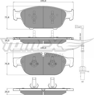 TOMEX brakes TX 16-83 - Sada brzdových platničiek kotúčovej brzdy parts5.com