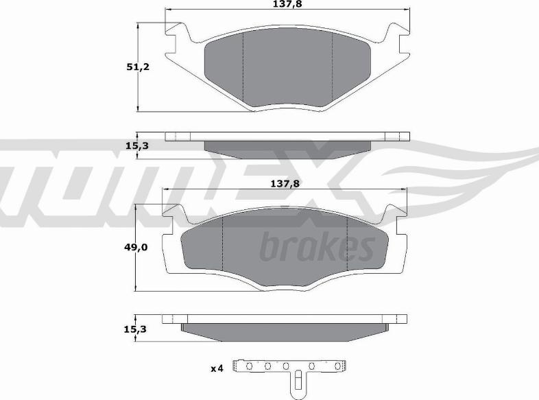 TOMEX brakes TX 10-14 - Zestaw klocków hamulcowych, hamulce tarczowe parts5.com