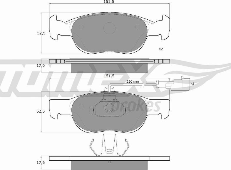 TOMEX brakes TX 10-711 - Sada brzdových destiček, kotoučová brzda parts5.com