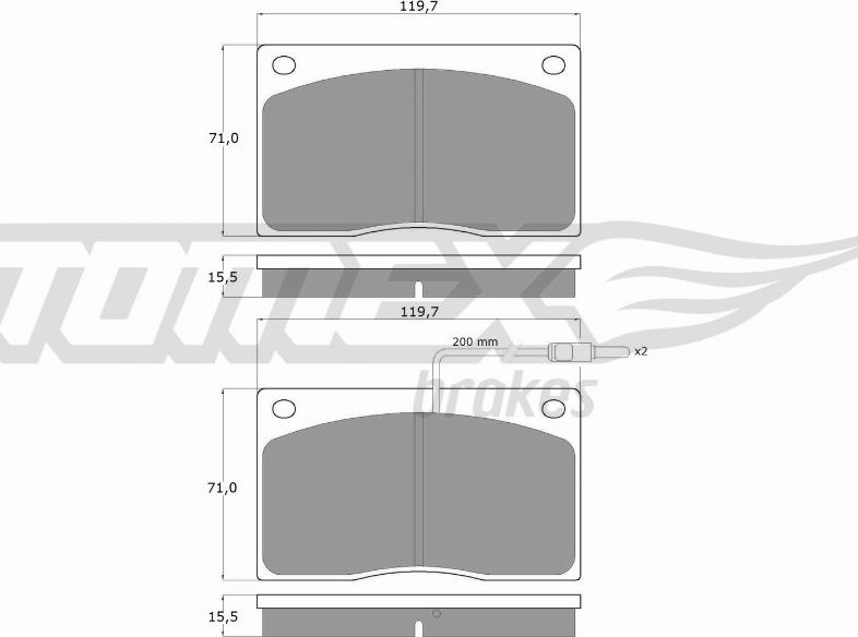 TOMEX brakes TX 11-74 - Sada brzdových platničiek kotúčovej brzdy parts5.com