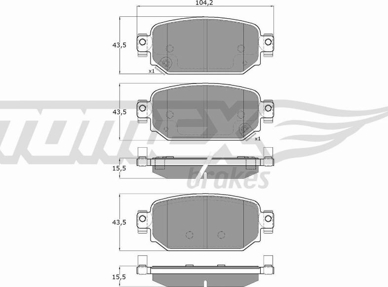 TOMEX brakes TX 18-69 - Zestaw klocków hamulcowych, hamulce tarczowe parts5.com