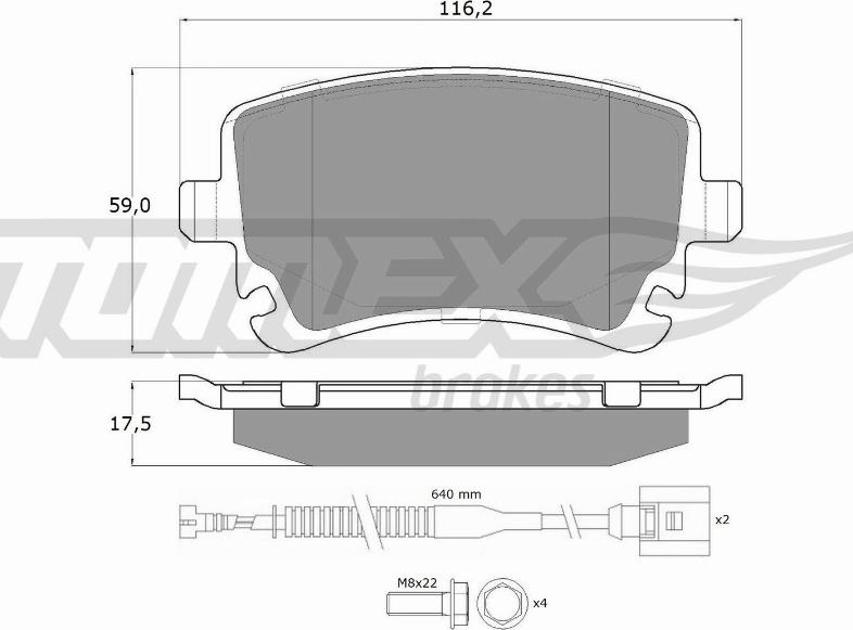 TOMEX brakes TX 13-962 - Sada brzdových platničiek kotúčovej brzdy parts5.com