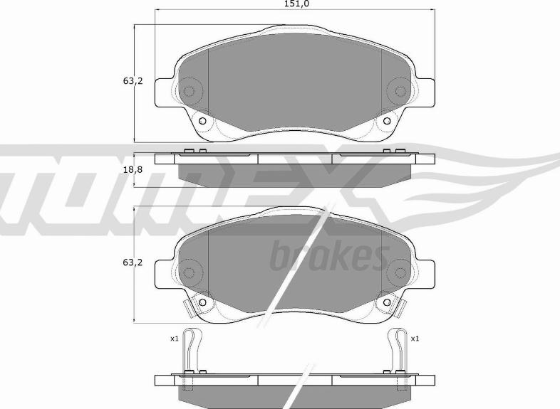 TOMEX brakes TX 13-61 - Fékbetétkészlet, tárcsafék parts5.com