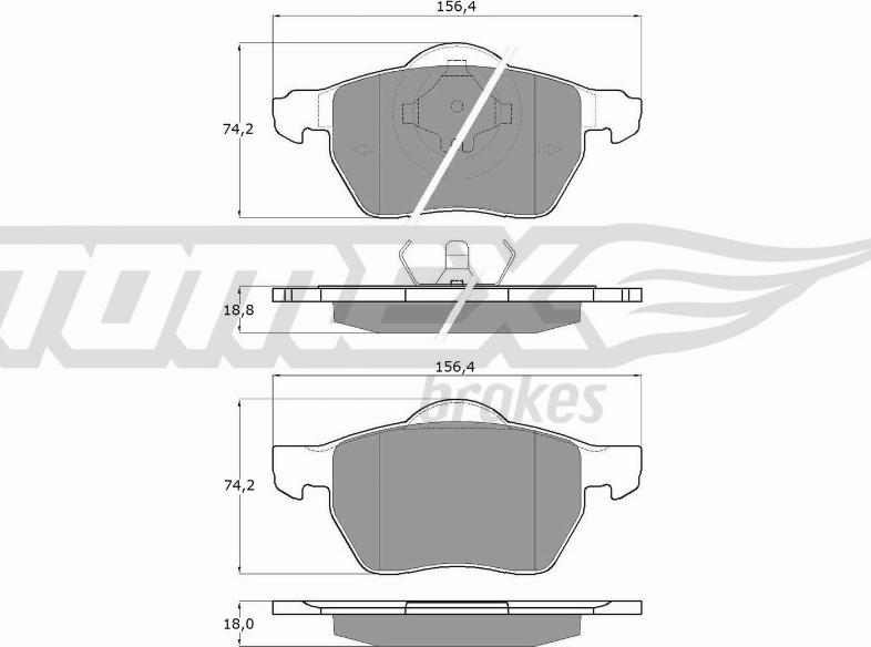 TOMEX brakes TX 13-131 - Комплект спирачно феродо, дискови спирачки parts5.com