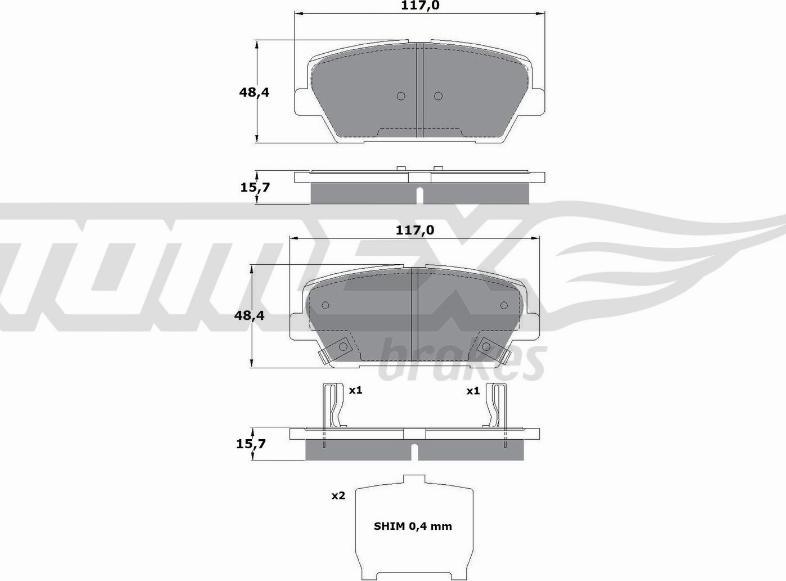 TOMEX brakes TX 17-45 - Komplet zavornih oblog, ploscne (kolutne) zavore parts5.com