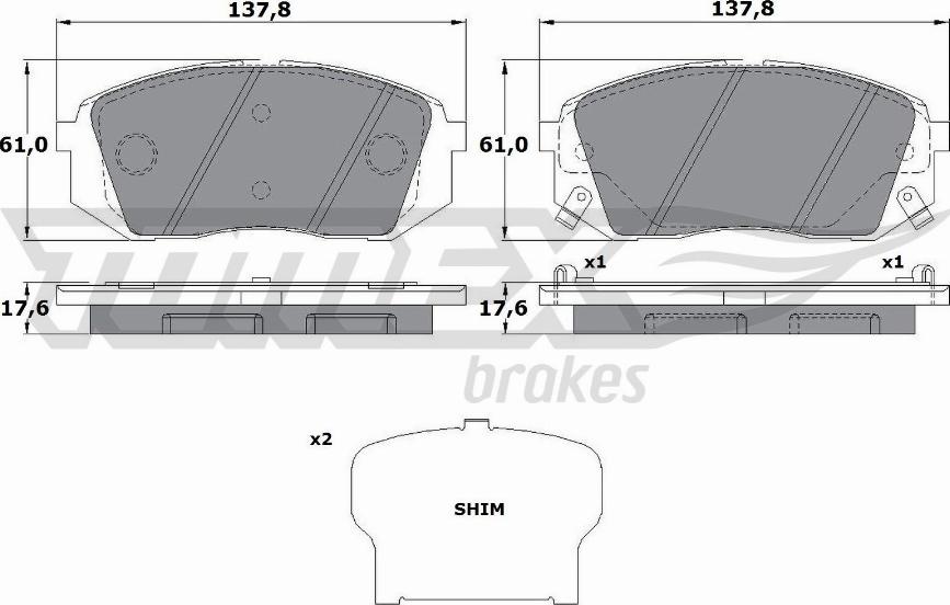 TOMEX brakes TX 17-47 - Komplet zavornih oblog, ploscne (kolutne) zavore parts5.com