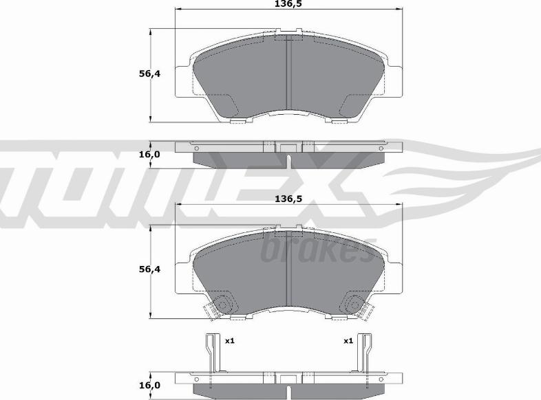 TOMEX brakes TX 17-55 - Комплект спирачно феродо, дискови спирачки parts5.com