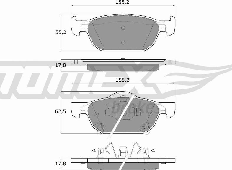 TOMEX brakes TX 17-51 - Тормозные колодки, дисковые, комплект parts5.com