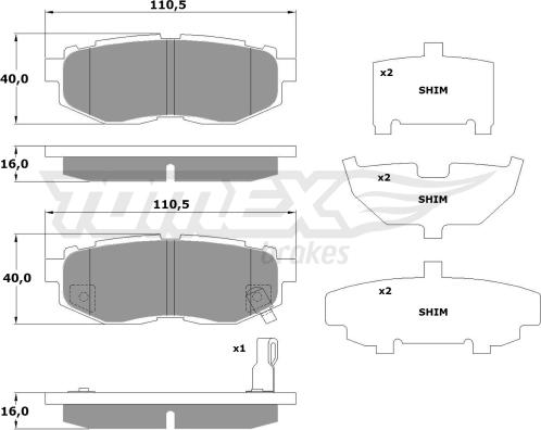 TOMEX brakes TX 17-66 - Piduriklotsi komplekt,ketaspidur parts5.com