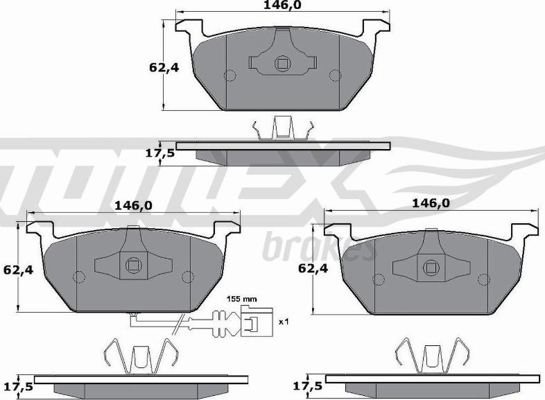 TOMEX brakes TX 17-03 - Тормозные колодки, дисковые, комплект parts5.com