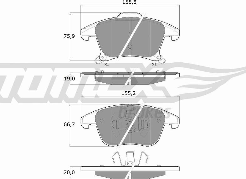 TOMEX brakes TX 17-75 - Brake Pad Set, disc brake parts5.com