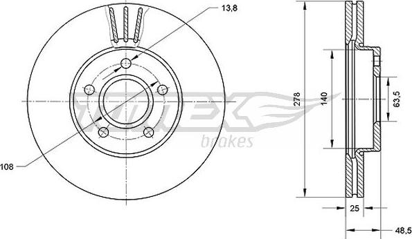 TOMEX brakes TX 71-11 - Brake Disc parts5.com