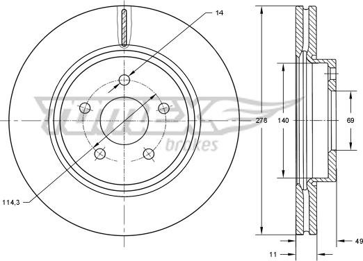 TOMEX brakes TX 73-18 - Brake Disc parts5.com