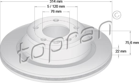 Topran 110 430 - Brzdový kotúč parts5.com