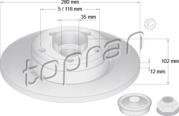 Topran 207 072 - Tarcza hamulcowa parts5.com