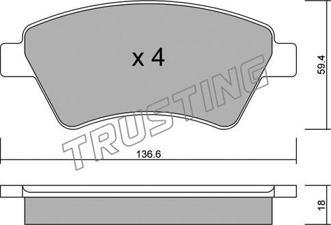 Trusting 560.0 - Fren balata seti, diskli fren parts5.com