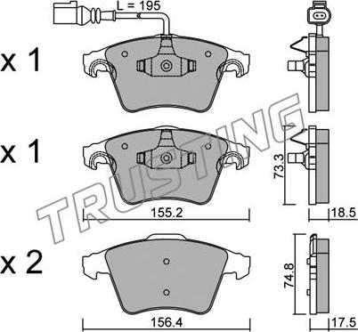 Trusting 568.1 - Brake Pad Set, disc brake parts5.com