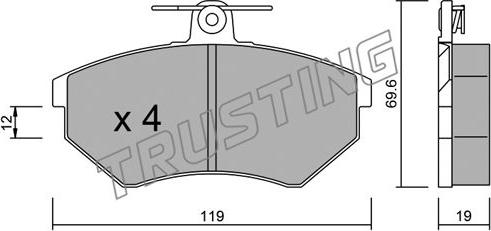 Trusting 052.2 - Brake Pad Set, disc brake parts5.com