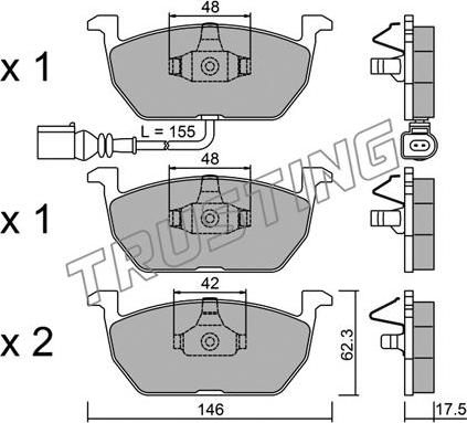 Trusting 1052.0 - Komplet kočnih obloga, disk kočnica parts5.com