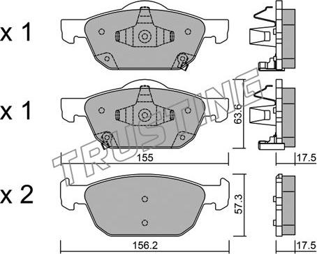 Trusting 1033.0 - Тормозные колодки, дисковые, комплект parts5.com