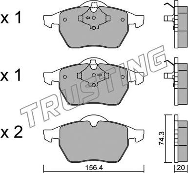 Trusting 188.1 - Тормозные колодки, дисковые, комплект parts5.com