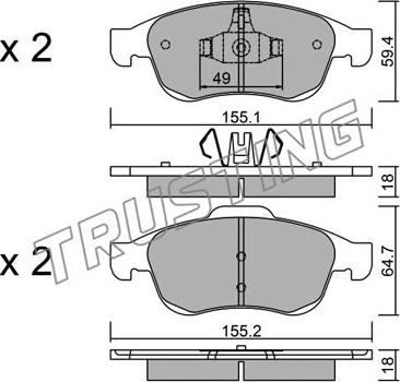 Trusting 833.0 - Sada brzdových destiček, kotoučová brzda parts5.com