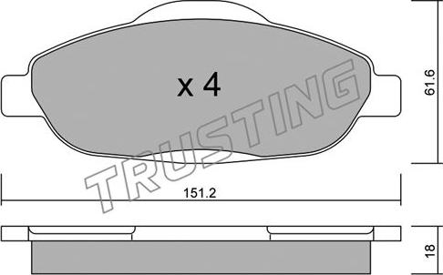 Trusting 820.0 - Komplet zavornih oblog, ploscne (kolutne) zavore parts5.com