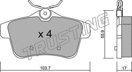 Trusting 872.0 - Brake Pad Set, disc brake parts5.com