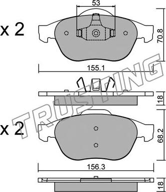 Trusting 345.0 - Juego de pastillas de freno parts5.com