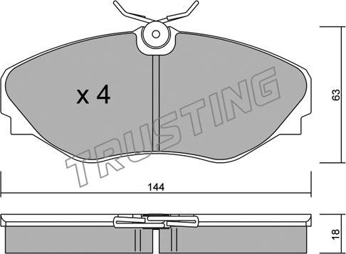 Trusting 347.0 - Komplet zavornih oblog, ploscne (kolutne) zavore parts5.com