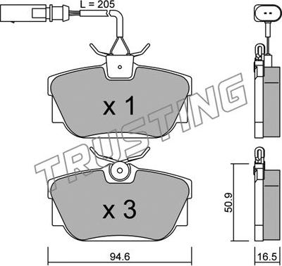 Trusting 355.1 - Sada brzdových platničiek kotúčovej brzdy parts5.com