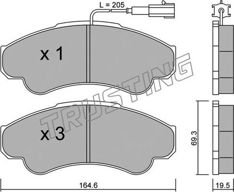 Trusting 335.0 - Komplet pločica, disk-kočnica parts5.com