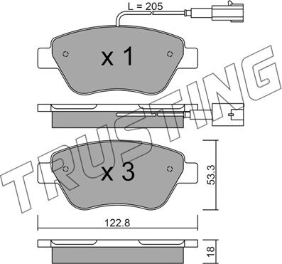 Trusting 330.0 - Brake Pad Set, disc brake parts5.com